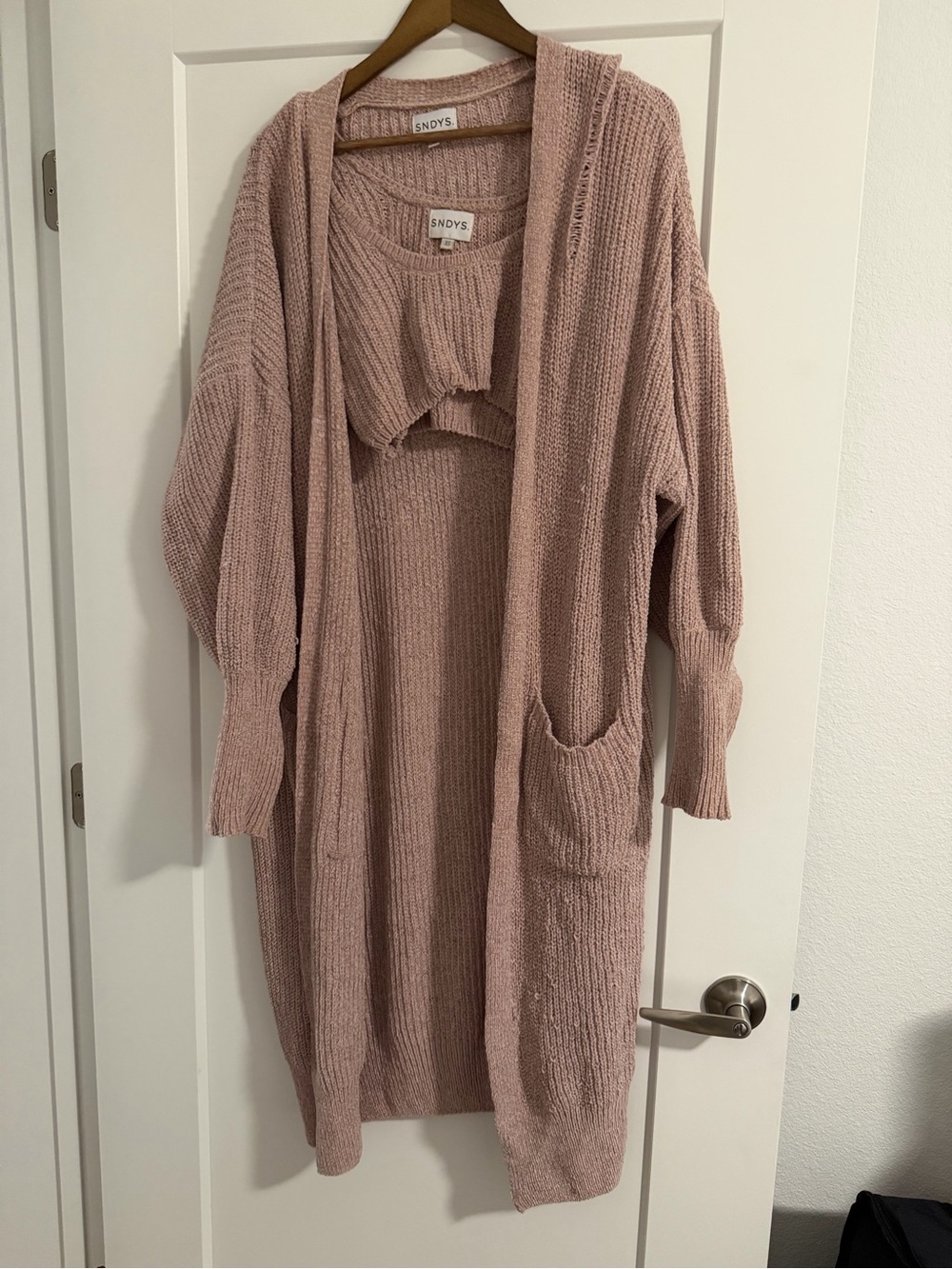 Sunday Best Blush Pink Long Open-Front Knit Cardigan and Crop